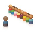 Standing In A Row Leader Guide Audience Commands Toy Figures Royalty Free Stock Photo