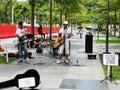 A guitarist in Shenzhen Civic Center Square