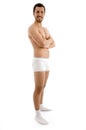 Standing shirtless male with folded hands Royalty Free Stock Photo