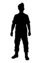 Standing soldier silhouette vector on white background
