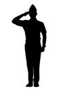 Standing soldier silhouette vector on white