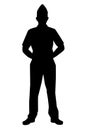 Standing soldier silhouette vector on white