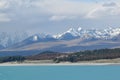 View over Lake Tekapo on the Southern Alps New-Zealand Royalty Free Stock Photo