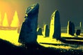 Standing stone etherial light illustration Royalty Free Stock Photo