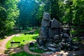 Standing Stones and a Bench along Paths in Wisconsin