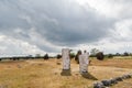 Standing stones in a gravefield at Karum on the island Oland in Sweden Royalty Free Stock Photo