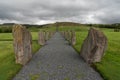 Standing stones and gravel footpath in the North-South Line of the Crawick Multiverse in Dumfries and Galloway