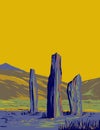 Standing Stones On Machrie Moor In The Isle Of Arran In Scotland WPA Art Deco Poster