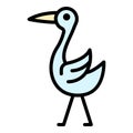Standing stork icon color outline vector