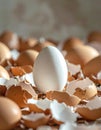 Standing Strong A Single Egg Amidst Broken Shells Royalty Free Stock Photo
