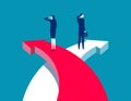 Standing at the top of the arrow to look farther. Business team concept