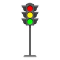 Standing traffic light flat design icon Typical horizontal traffic signals with red, yellow and green light Royalty Free Stock Photo