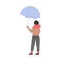 Standing Under Umbrella Female Character in Rainy Day Vector Illustration Royalty Free Stock Photo