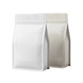Standing white pouch bags with zipper closures Royalty Free Stock Photo