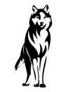 Standing wild wolf black and white vector design Royalty Free Stock Photo