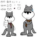 Standing wolf cartoon kawaii expressions pack