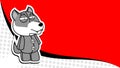Standing wolf plush toy sticker cartoon background