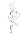 Standing Woman One Single Line Feminine Vector Graphic Illustration