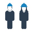 Standing Worker Couple Icon. Royalty Free Stock Photo