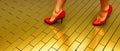 Yellow brick road red shoes Royalty Free Stock Photo