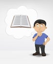 Standing young boy thinking about encyclopedia Royalty Free Stock Photo