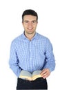 Standing young man book Royalty Free Stock Photo