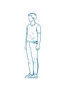 standing young man sketch style Royalty Free Stock Photo