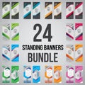 Bundle of 24 Roll Up Banner Template Mock Up Royalty Free Stock Photo