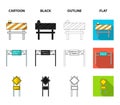 Stands and signs and other web icon in cartoon,black,outline,flat style.Limiters of traffic icons in set collection. Royalty Free Stock Photo