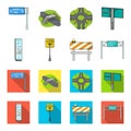 Stands and signs and other web icon in cartoon,flat style.Limiters of traffic icons in set collection. Royalty Free Stock Photo