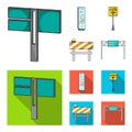 Stands and signs and other web icon in cartoon,flat style.Limiters of traffic icons in set collection. Royalty Free Stock Photo