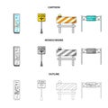 Stands and signs and other web icon in cartoon,outline,monochrome style.Limiters of traffic icons in set collection. Royalty Free Stock Photo