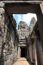 Standstone sculptures in Bayon Temple in Cambodia