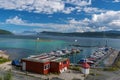 Standtorg, Norway Ã¢â¬â August 5, 2017 The jetty and boats in the border of Tjeldsundet strait in Hinnoya Island. The Tjeldsund