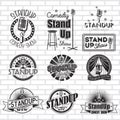 Standup comedy show vector labels design