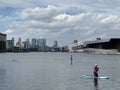 Standup Paddleboarding on the river Thames in London England Royalty Free Stock Photo