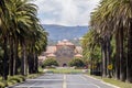 Stanford Memorial Church via Palm Drive Royalty Free Stock Photo