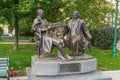 Stanislau Maniuska and Vincent Dunin-Marcinkievic Monument at Freedom Square - Minsk, Belarus