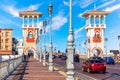 Stanley Bridge of Alexandria, view on the famous towers, Egypt