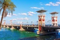 Stanley Bridge over the sea, an iconic landmark of Alexandria city in Egypt Royalty Free Stock Photo