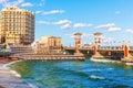Stanley Bridge on the promenade of Alexandria, exclusive view, Egypt Royalty Free Stock Photo
