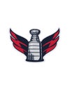 Stanley cup with wings of Washington Capitals.Vector illustration of hockey trophy.