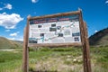 Stanley, Idaho - July 1, 2019: Informational sign tells drivers about the Sawtooth Scenic Byway in the Sawtooth wilderness of