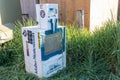 Stanley, Idaho - July 1, 2019: Vending machine for the Idaho Statesman newspaper is abandoned and empty, showing how periodicals