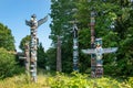 Stanley Park Totem Poles in Vancouver, British Columbia Canada Royalty Free Stock Photo