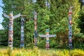 Stanley Park Totem Poles in Vancouver, British Columbia Canada Royalty Free Stock Photo