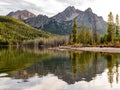 Stanly Lake sunset with mountain reflection Royalty Free Stock Photo