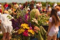 Stanning bouquet of wild flowers. Blurred background. Natural composition. Element of design. Background for summer poster Royalty Free Stock Photo