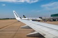 06/09/2021. Stansted Airport, UK. Ryanair airplane ready for departure, taxing to runway. Stansted Airport operated by Manchester