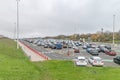 Car parking on London-Stansted airport at cloudy day